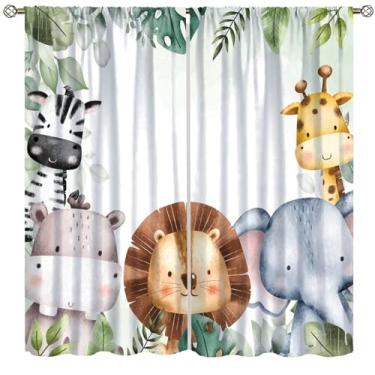 Imagem de Fblifil Cortinas de selva para crianças, meninos, meninas, desenhos animados, florestas, animais, bebê, sala de estar, quarto, berçário, varão, bolso para janela, cortinas para decoração de festa em
