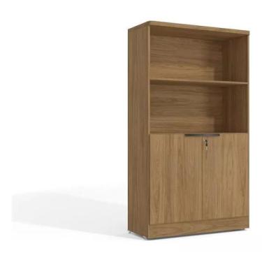 Imagem de Armário Estante Escritório Quarto 2 Portas Marrom Madeira Kappesberg