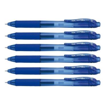Imagem de Kit Pentel Caneta Retrátil Energel BLN105 Azul x 6 unidades