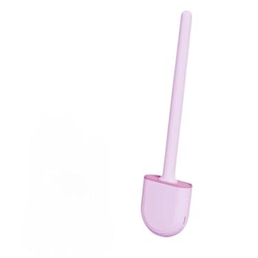 Imagem de Escova Sanitária de Silicone para Vaso Sanitário do Banheiro com Suporte e Adesivo para Parede, Escova de Limpeza para Privada(Rosa,Kit 1)