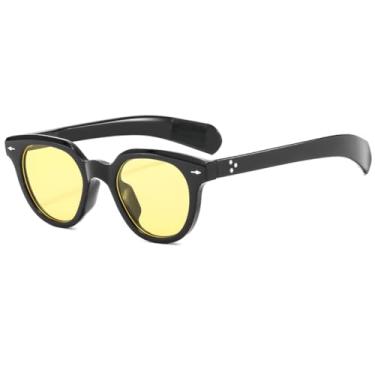 Imagem de VFDHN Óculos de sol retrô oval com rebites, armação, masculino e feminino, lentes degradê, uv400 (8)