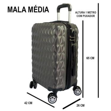 Imagem de Mala de Viagem Média Ac74 65x42x26 Em Abs C/ Rodinhas 360º Rosa Ouro -