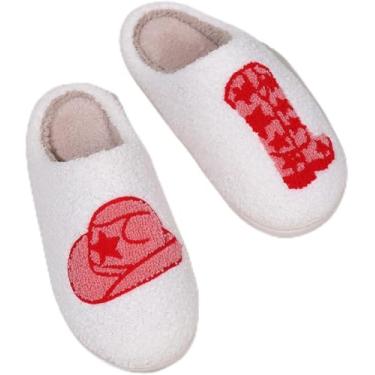 Imagem de Chinelos Femininos Chinelos Chapéu De Cowgirl Country Slides Confortáveis Aconchegantes Confortáveis Sorriso Sapatos De Casa, B, 40-41(fit 39-40)
