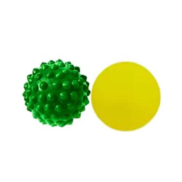 Imagem de Kit 2 Bolas Anti-Stress, Exercitadoras para Massagem e Fisioterapia, Lisa e Cravo, Cores Variadas (VERDE E AMARELO)