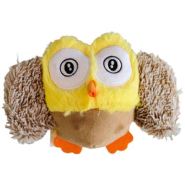 Imagem de Brinquedo de Pelúcia Coruja Amarela Com Apito Savana Pet