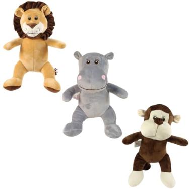 Imagem de Trio De Pelúcias Safari 25cm Animais Dia Das Crianças Natal Bebê Baby Presente Festa Antialérgico Kwaii Festa Brinquedo Menina Menino Tematico Pré Definido Escolha O Seu! (Leão Hipopótamo Ma)