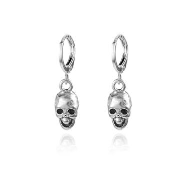 Imagem de Brincos de caveira de esqueleto para mulheres, pingente de abóbora, pinha, açúcar, vários formatos, estilo gótico, brincos de caveira, festa de Halloween, bijuteria cosplay, one, Metal, Sem pedra