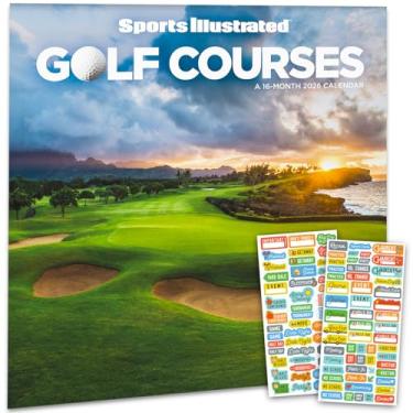 Imagem de Sports Illustrated Calendário de campos de golfe 2025 - Deluxe 2025 SI Golf Courses Pacote de calendário de parede com mais de 100 adesivos de calendário (presentes de golfe, material de escritório)