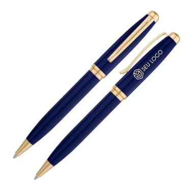 Imagem de Caneta Sofisticada Crown Belissíma Esferográfica Personalizada Com Logotipo Nome Gravação a Laser (Azul)