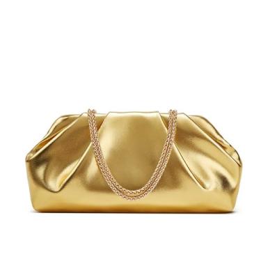 Imagem de Ayliss Bolsa de mão feminina de poliuretano, bolsa de ombro transversal, bolsa de mão clutch de casamento, para formatura, coquetel, festa formal, Dourado