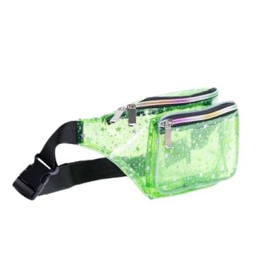 Imagem de Pochete Holográfica 80s 90S Rave Stars Neon Transparente Gravel Pochete para Mulheres – Ótima bolsa de cintura para jogos, shows, raves, festivais, viagens, Estrela verde neon, One_Size