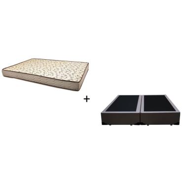 Imagem de Cama Box Queen 158 Tecido Sintético Marrom Com Colchão 158 Flórida Bello Box - 100% Espuma - D26 Cinza