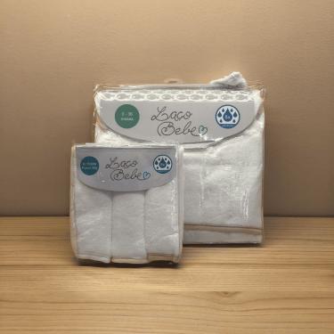 Imagem de Kit Toalha de Banho e 3 Paninhos de Boca/Babitas Bege - Laço Bebê
