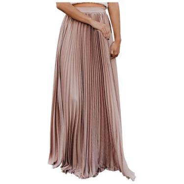 Imagem de Moda feminina verão casual sólida cintura alta saia plissada saia bala