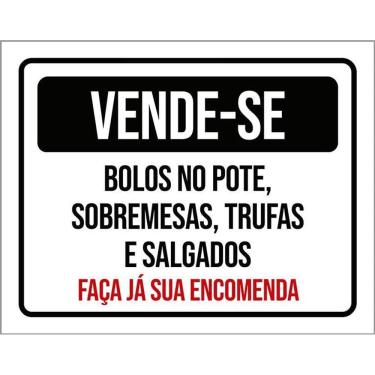 Imagem de Placa Vende-Se Bolos Pote Sobremesas Trufas 36X46