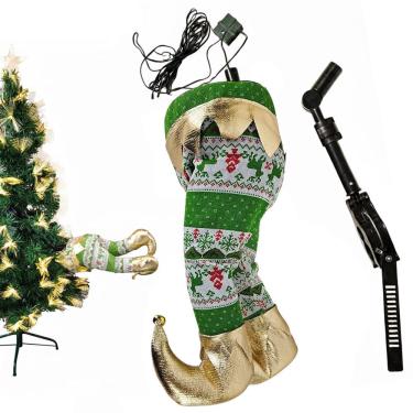 Imagem de Pernas Duende Elfo Natalino Avore Natal Movimento Flexivel Decoraçao Enfeite Janela Porta Casa Loja Comercio Festa