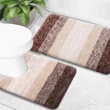 Imagem de Conjunto de tapetes de banheiro OLANLY, microfibra absorvente macia, 2