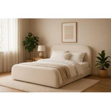 Imagem de Cama King Cabeceira Estofada 1,95m Design Moderno e Elegante - Loncie,