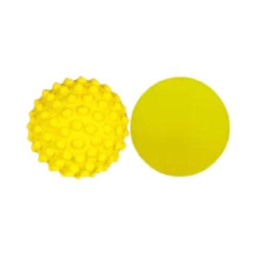 Imagem de Kit 2 Bolas Anti-Stress, Exercitadoras para Massagem e Fisioterapia, Lisa e Cravo, Cores Variadas (Amarelo)