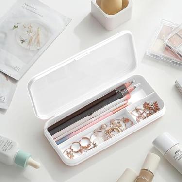 Imagem de Estojo de lápis de papelaria fosco simples, estojo multifuncional para armazenamento de papelaria - branco