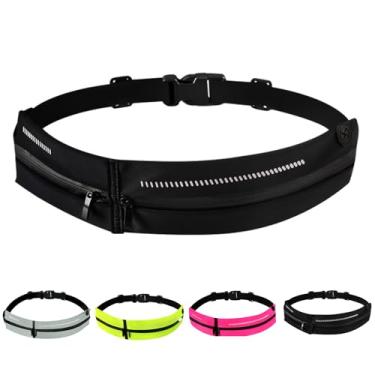 Imagem de Pochetes com cinto resistente à água, cinto de corrida fino para mulheres e homens, equipamento de corrida ajustável, preto