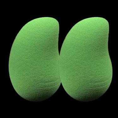 Imagem de 2 peças de esponja de maquiagem macia, sem látex, uso duplo para corretivo de base, ferramentas de beleza para viagem, casa, verde, 2 unidades