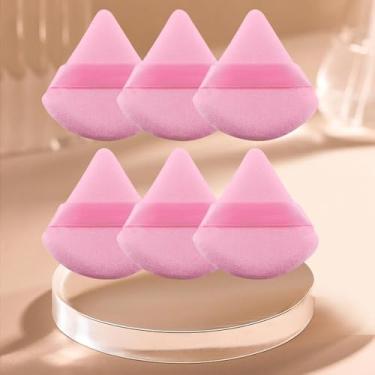 Imagem de Conjunto de 6 peças de pó de triângulo macio, puffs de pó para rosto, esponjas de maquiagem para base, adequado para ferramentas de maquiagem cosmética líquida e creme (rosa)
