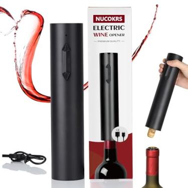 Imagem de Abridor de garrafa de vinho elétrico recarregável - Removedor de saca-rolhas com um botão NUCOKRS fácil de usar para amantes de vinho, casa, cozinha, festa, casamento