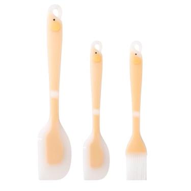 Imagem de Conjunto de espátula de silicone com design ranhurado + escova de regar, resistente ao calor, livre de BPA e espátula de borracha pequena antiaderente, conjunto de utensílios de cozinha para assar