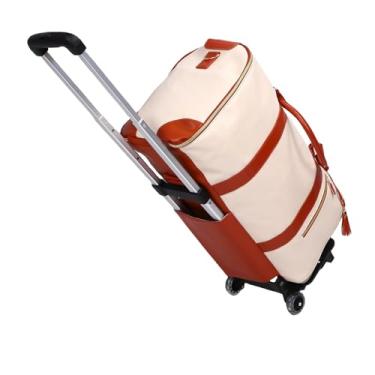 Imagem de Fabater Bolsa de Viagem Com Carrinho Removível, Bolsa de Viagem Impermeável Com Rodinhas de Grande Capacidade de 40L, Com Alça de Couro e Rodas de Absorção de Choque (Bege)