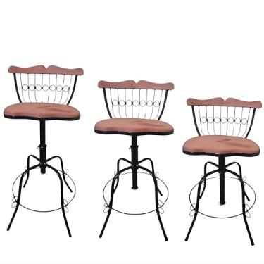 Imagem de Banqueta Bistrô Ferro e Madeira Regulável E Giratória