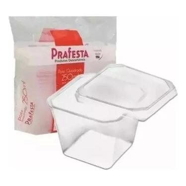 Imagem de 2X Pote Descartável Quadrado 250Ml Freezer/Micro 40Un Prafes