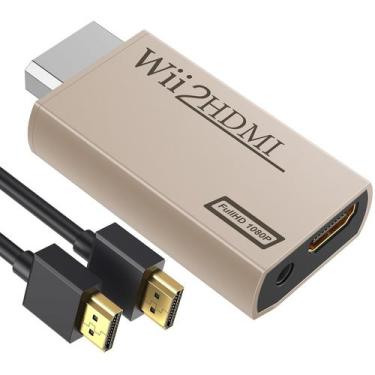 Imagem de Adaptador conversor Wii para HDMI GANA 1080p com cabo HDMI cáqui