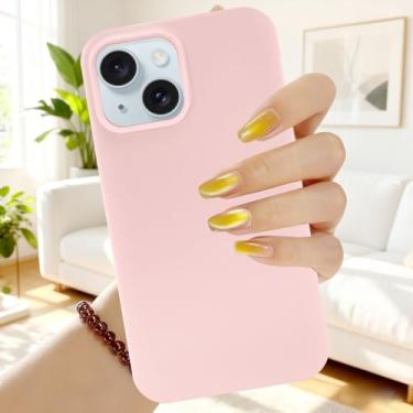 Imagem de Capa para iPhone 15 com 1 protetor de tela + protetor de lente de câmera de silicone líquido macio gel borracha fina forro de microfibra antiderrapante à prova de choque capa protetora para iPhone 15