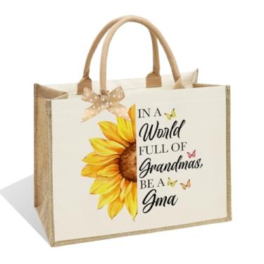 Imagem de NBIAN Sacola de girassol para avó mãe, presente de Natal, Dia das Mães, aniversário, sacola de lona com placa inferior acolchoada removível, grande bolsa ecológica