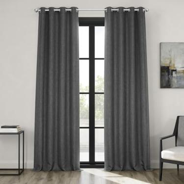 Imagem de HPD Half Price Drapes - Cortinas de linho falso com ilhós para sala de estar (1 painel) - 137 cm L x 213 cm C - Cortinas texturizadas para quarto de 213 cm de comprimento - Cortinas para decoração de