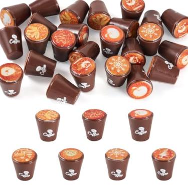 Imagem de Spritewelry Berloques de café de resina 3D fofo imitação de bebida, mini minúsculos pingentes de cappuccino de café para fazer joias, colar faça você mesmo, brinco, pulseira, chaveiro, artesanato