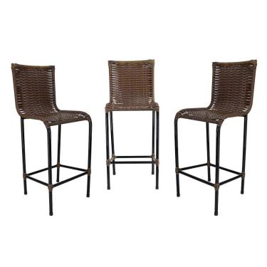 Imagem de Kit 3 Banquetas Alta Diplomata Fibra Sintética Argila