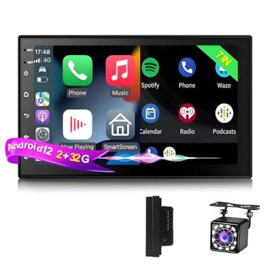 Imagem de Multimídia MP5, Multimídia Automotivo 7 Polegadas, Android 12, 2Din, Compatível com CarPlay e Android Auto Sem Fio, Câmera Traseira com 12 LEDs, GPS, BT, 2GB+32GB