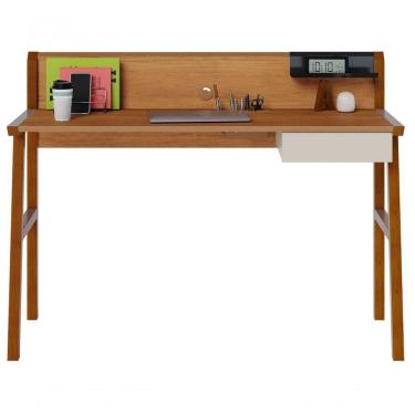 Imagem de Escrivaninha Mesa Para Computador Job Off White Com Nature - Imcal Móveis