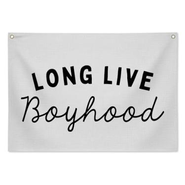 Imagem de Faixa de infância Long Live, decoração de parede de sala de jogos para quarto de crianças, placa de parede rústica de berçário para decoração de quarto de menino infantil, decoração de parede de