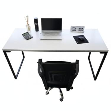 Imagem de Nunes Designer,Mesa de Escritório Industrial em MDF com Estrutura de Metalon – Mesa de Computador e Home Office Resistente e Moderna para Estudo, Trabalho e Decoração (Branca)