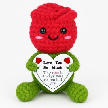 Imagem de Presente de crochê feito à mão para esposa, marido, namorada, namorado, mulher, homem – decoração fofa e doce de enchimento de cesta de Natal – Lembrança exclusiva de aniversário de casamento