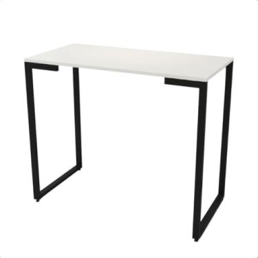 Imagem de Mesa Aparador Buffet Industrial 90x45x90 em MDF com Pés de Aço Preto – Balcão Moderno para Sala, Escritório ou Hall(Branco)