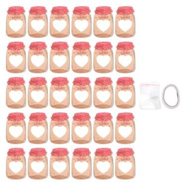 Imagem de Conjunto de cartões de presente em formato de jarra Kit de artesanato interativo criativo DIY de 30 unidades com sacos seláveis ​​e fita dupla-face para festas de casamento,