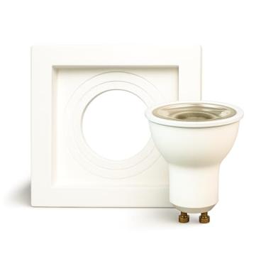 Imagem de Kit Embutido MR16 Quadrado Recuado Branco com Lâmpada Dicróica LED 4,8W 3000K Bivolt (2)