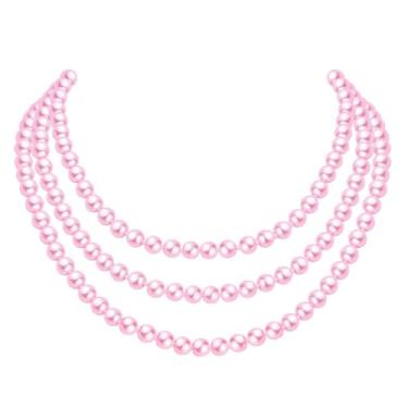 Imagem de Colar de pérolas da década de 1920, corrente colorida com contas, festa, casamento, baile, banquete, vidro, pérola, nó, colar, suéter, corrente de baile de máscaras para mulheres, Zinco, Sem Pedra