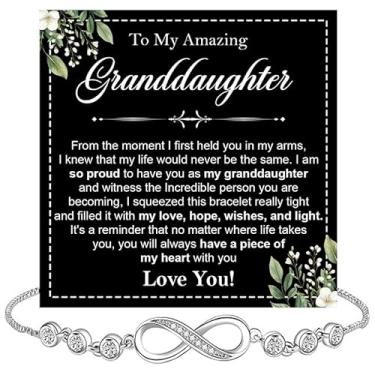 Imagem de KOLMALK Pulseira To My Granddaughter From Grandpa, Granddaughter Gifts From Grandma, Infinity Heart Bracelet For Granddaughters On Birthday Wedding, Infinity Bracelet For Her With Message Card