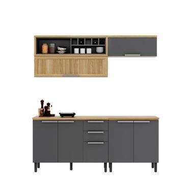 Imagem de Cozinha Compacta Em Mdf New Porto Grafite 200cm Itatiaia