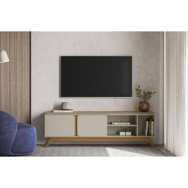 Imagem de Rack Bancada P/ Tv Até 70 Pol Istambul C/ 2 Portas 1 Prateleira E 3 Nichos 200cm Nature/off White - Linea